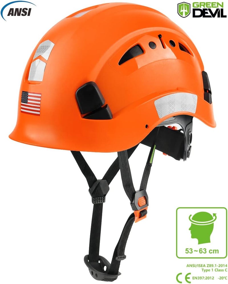 GREEN DEVIL Safety Helmet Hard Hat Adjustable Lightweight Vented ABS Work Helmet 6-Point Suspension ANSI Z89.1 Approved Ideal for Industrial & Construction - Image 2